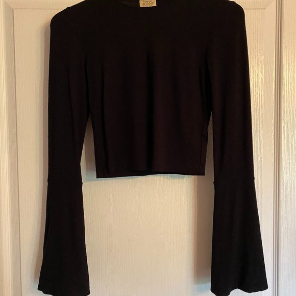 Torn by Ronny Kobo Cece Crop Long Bell Sleeve Top - Picture 3 of 4